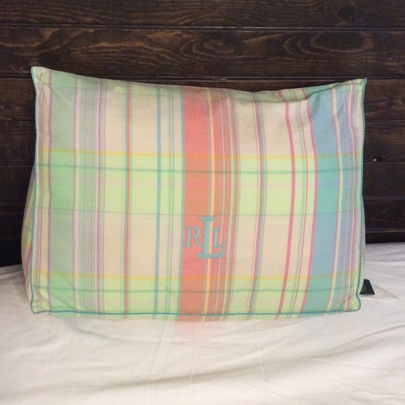 Ralph Lauren Neon Bright Plaid Wedge Pillow - Picture 1 of 7